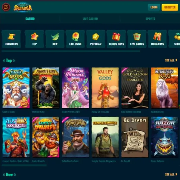 Mejores tragaperras con bonos en Spinanga